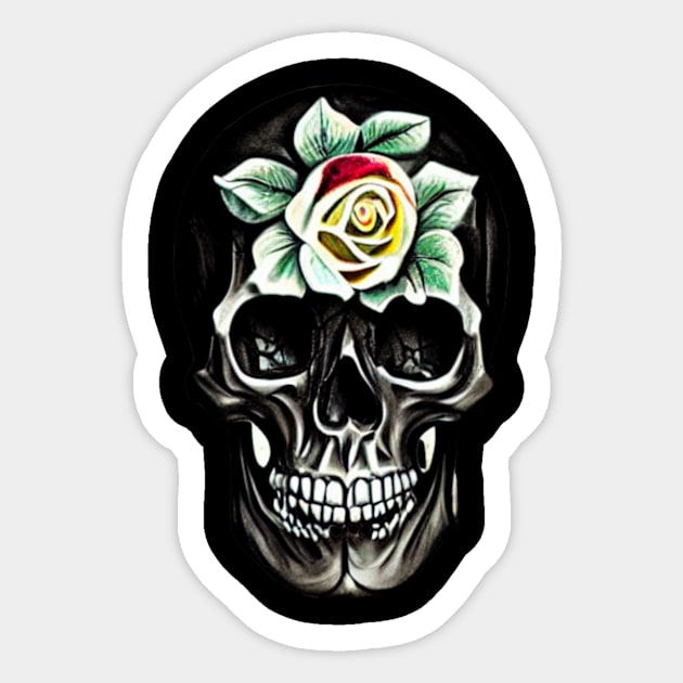 Skull And Roses Sticker by divawaddle